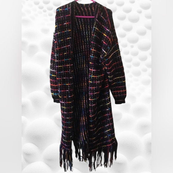Jackets & Blazers - Multicolor Fringe Knit Coat
